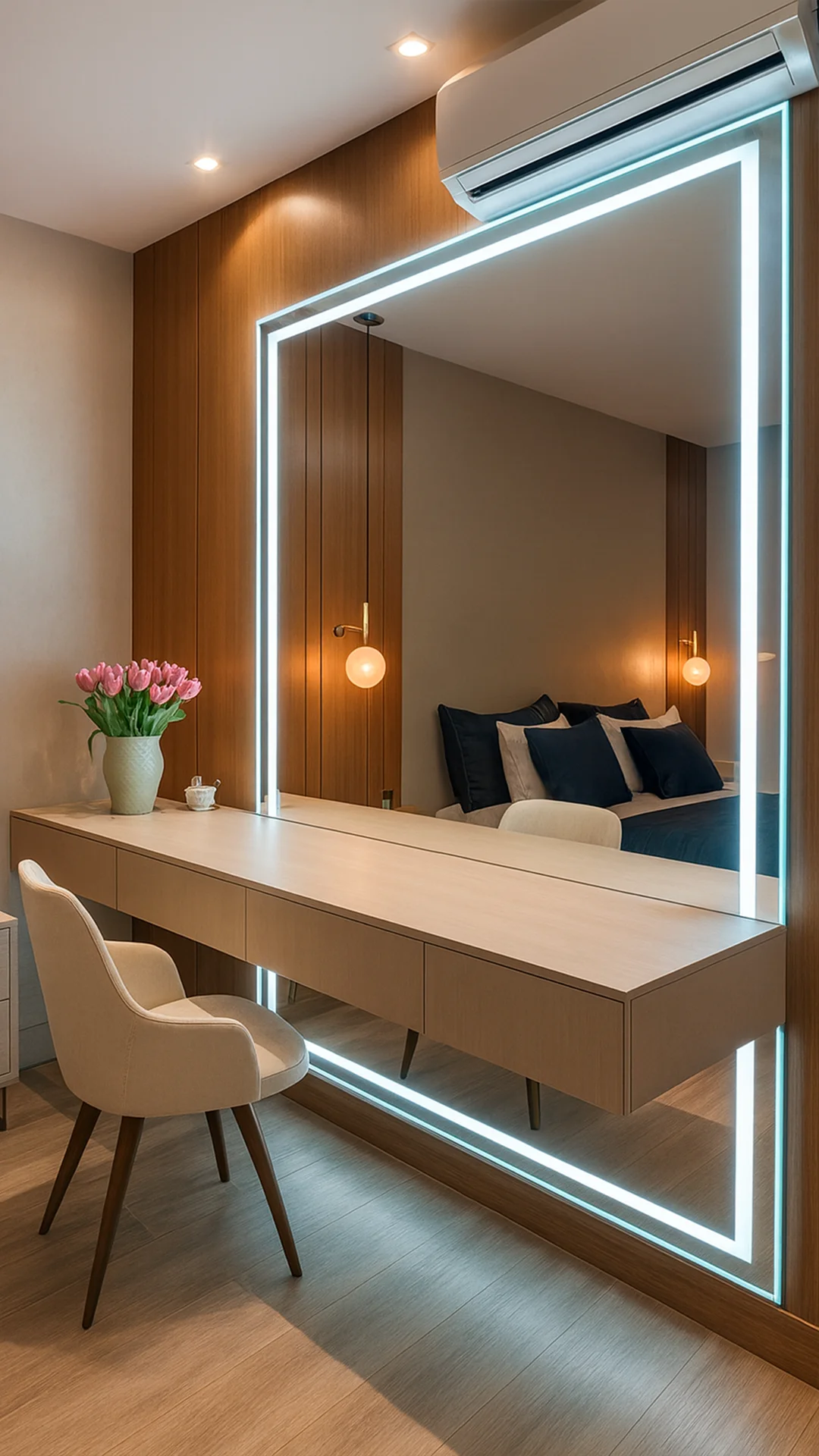 Demonstração de espelhos instalados